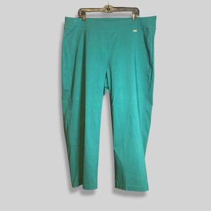 INC International Concepts Cropped Pull-On Pants Tummy-Control Stretch Teal 20W